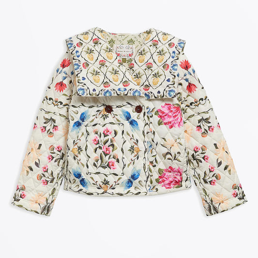 Azelia Quilted Jacket - Cream Spring Petal