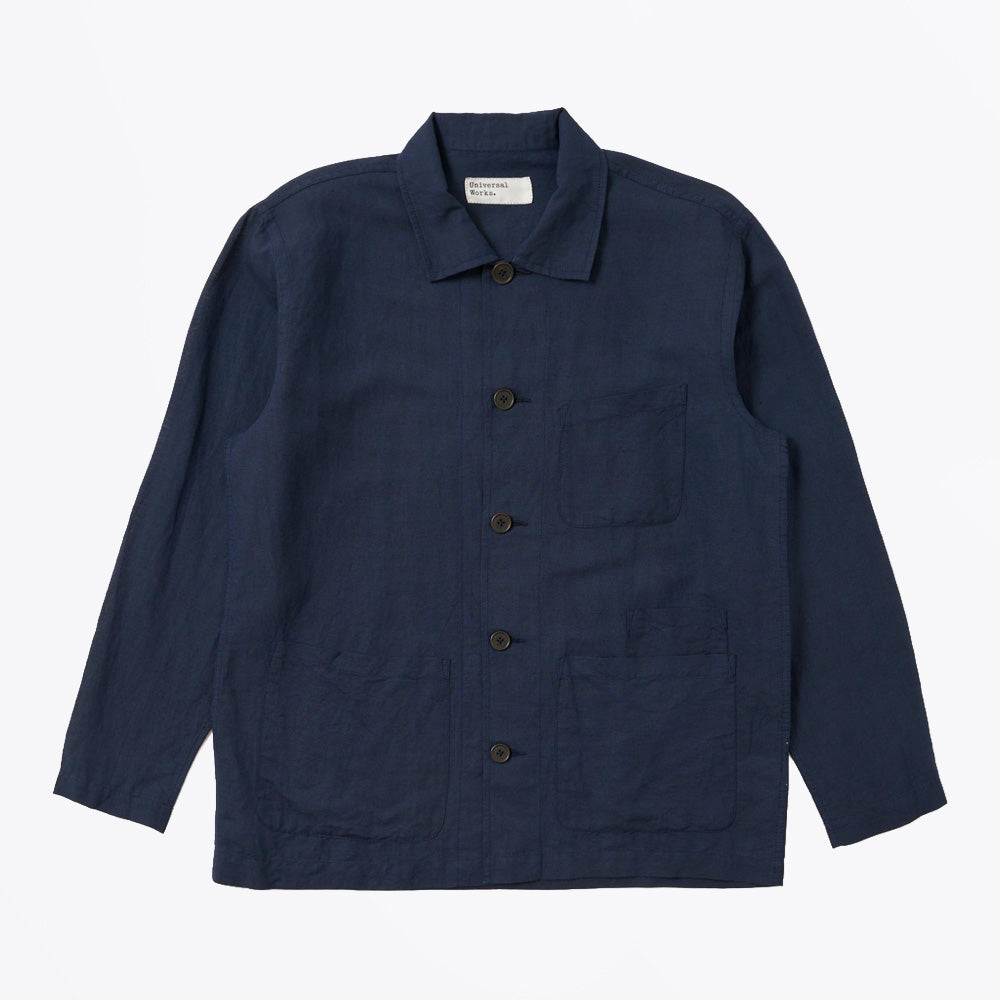 Universal Linen Cotton Shirting Bakers Overshirt - Navy