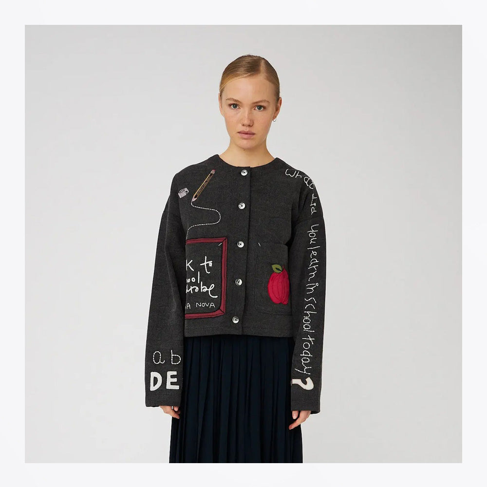 Stella Back to School Chalkboard Jacket - Almost Black