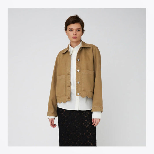 Shirt With Scalloped Edge - Dark Sand