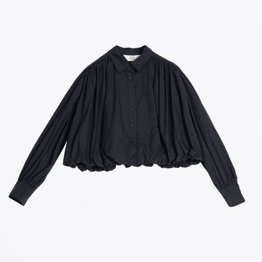Bubble Hem Long-Sleeve Shirt - Navy