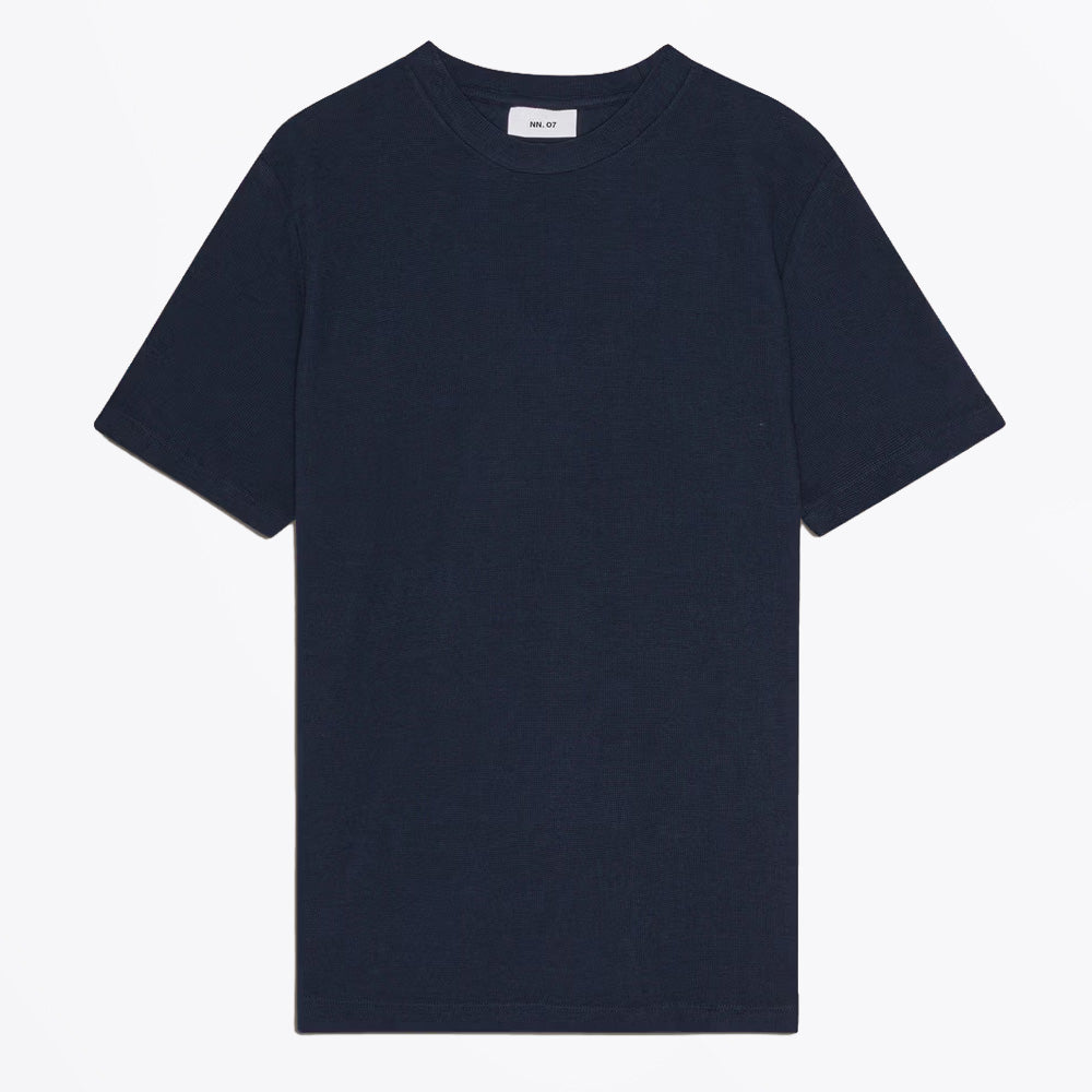 NN07 Clive - Waffle Knit Tee - Navy Blue