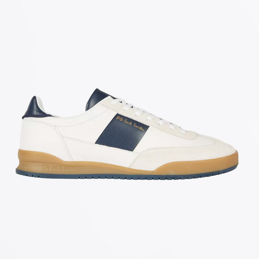 Dover Leather Panel Trainers - White and Navy