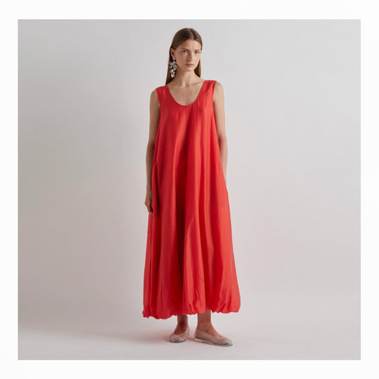 Scoop Neck Maxi Dress - Coral