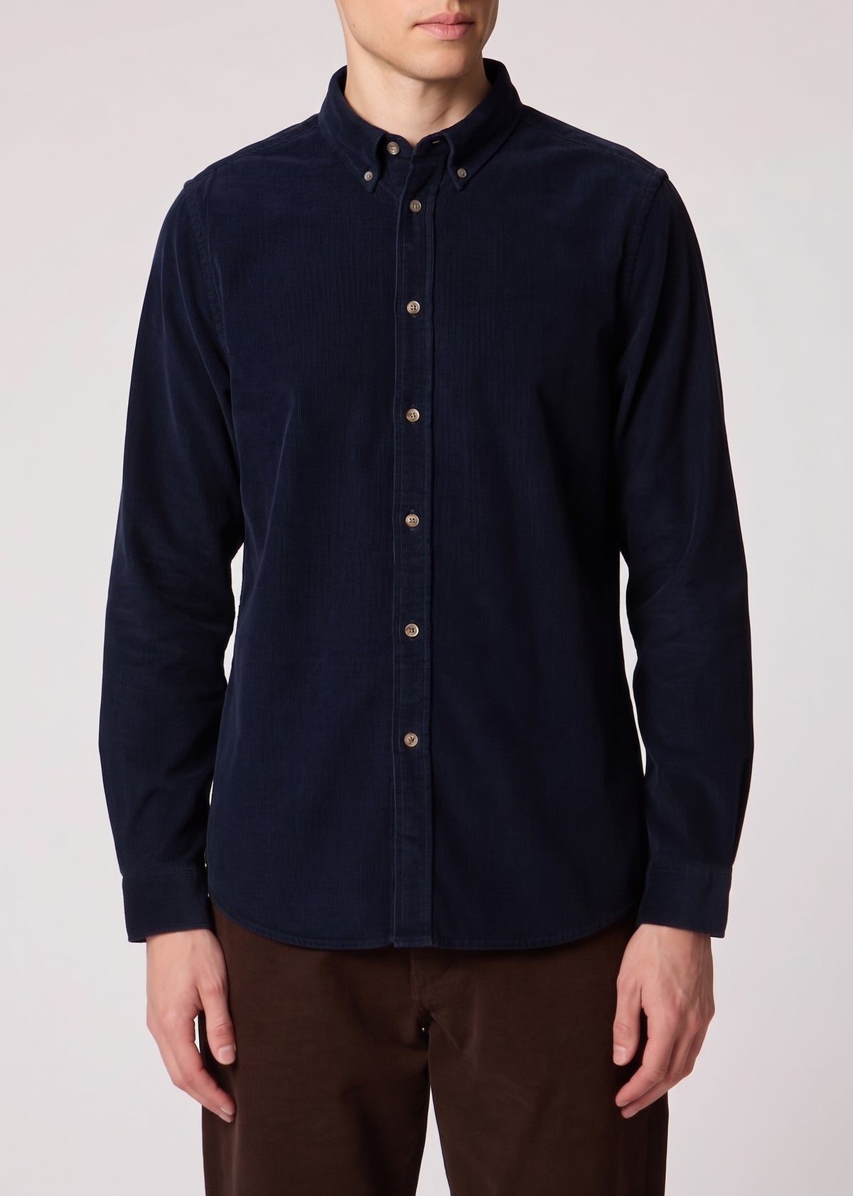 Regular Fit Fit Cord Button Down Shirt - Dark Navy