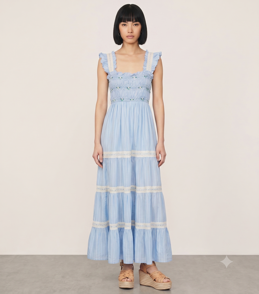 Aubrie Dress - Ikat Writing Blue