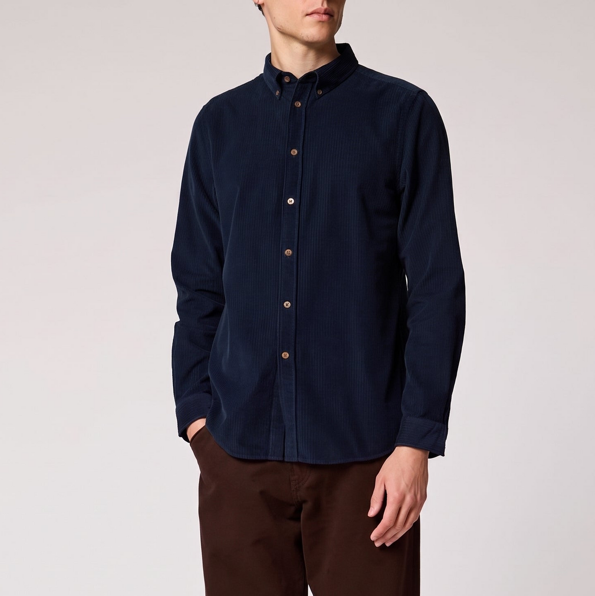 Paul Regular Fit Fit Cord Button Down Shirt - Dark Navy