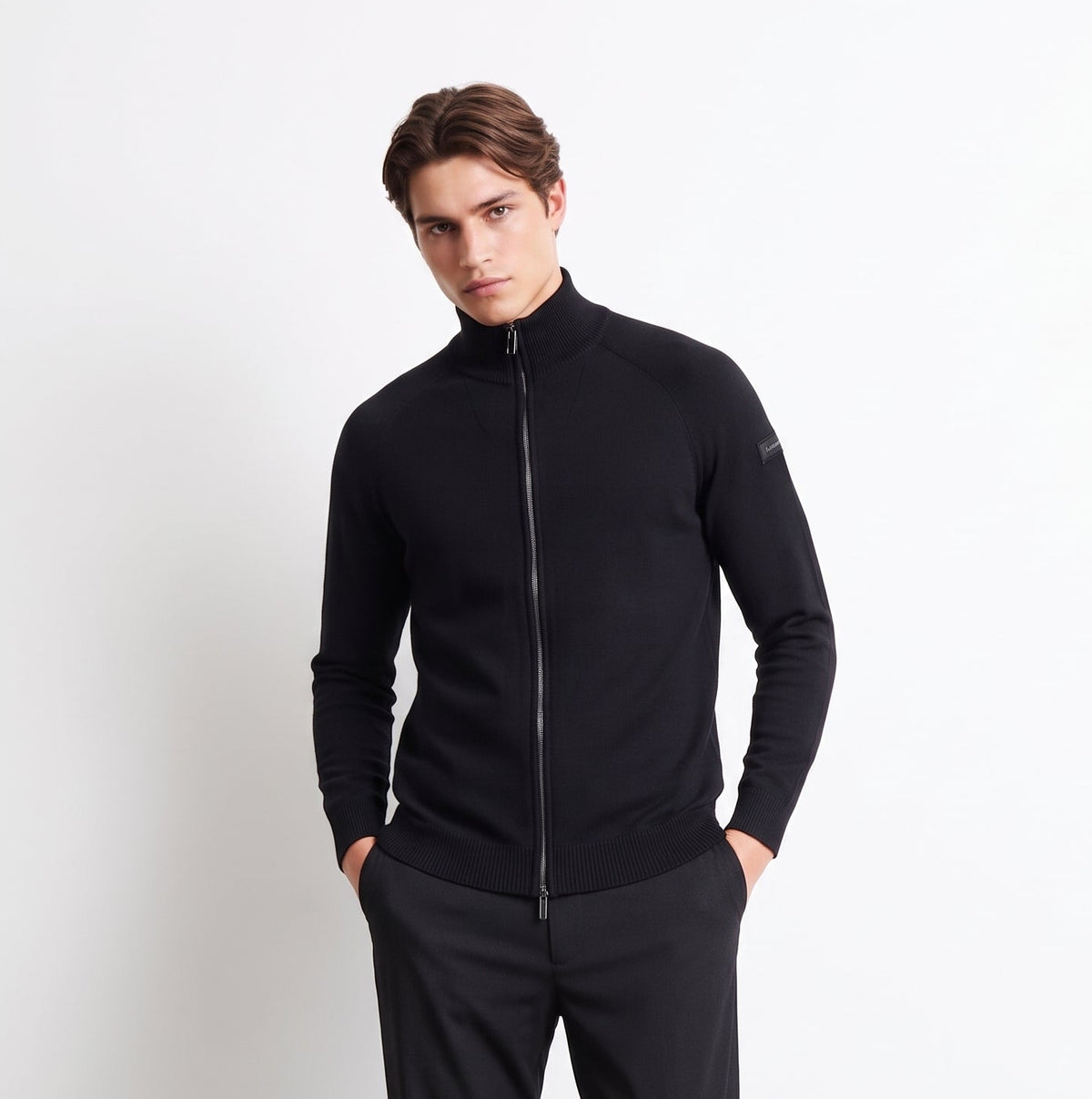RRD New Amos Cotton Full Zip Knit - Black