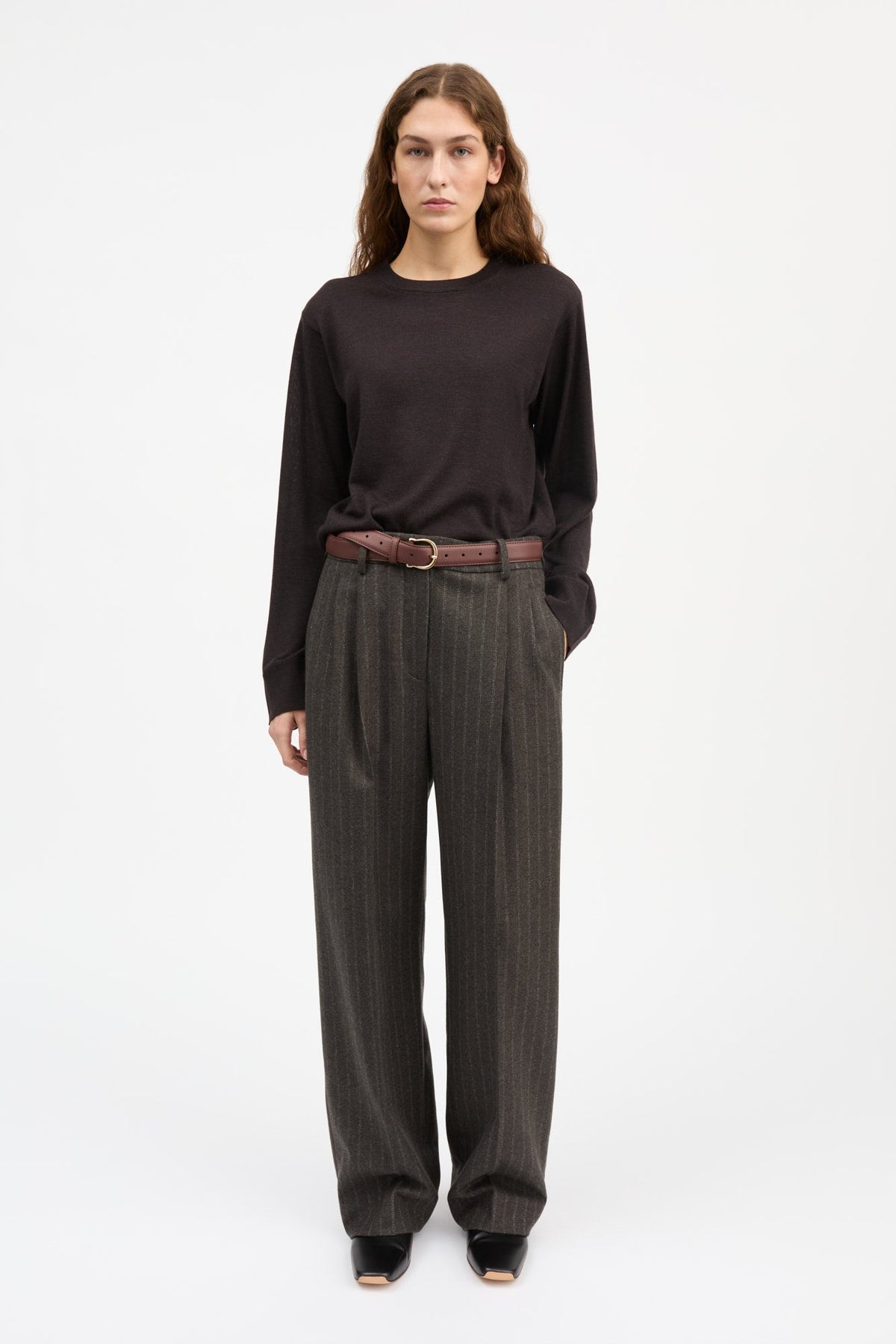 Harry Trousers - Brown / Black Pinstripe