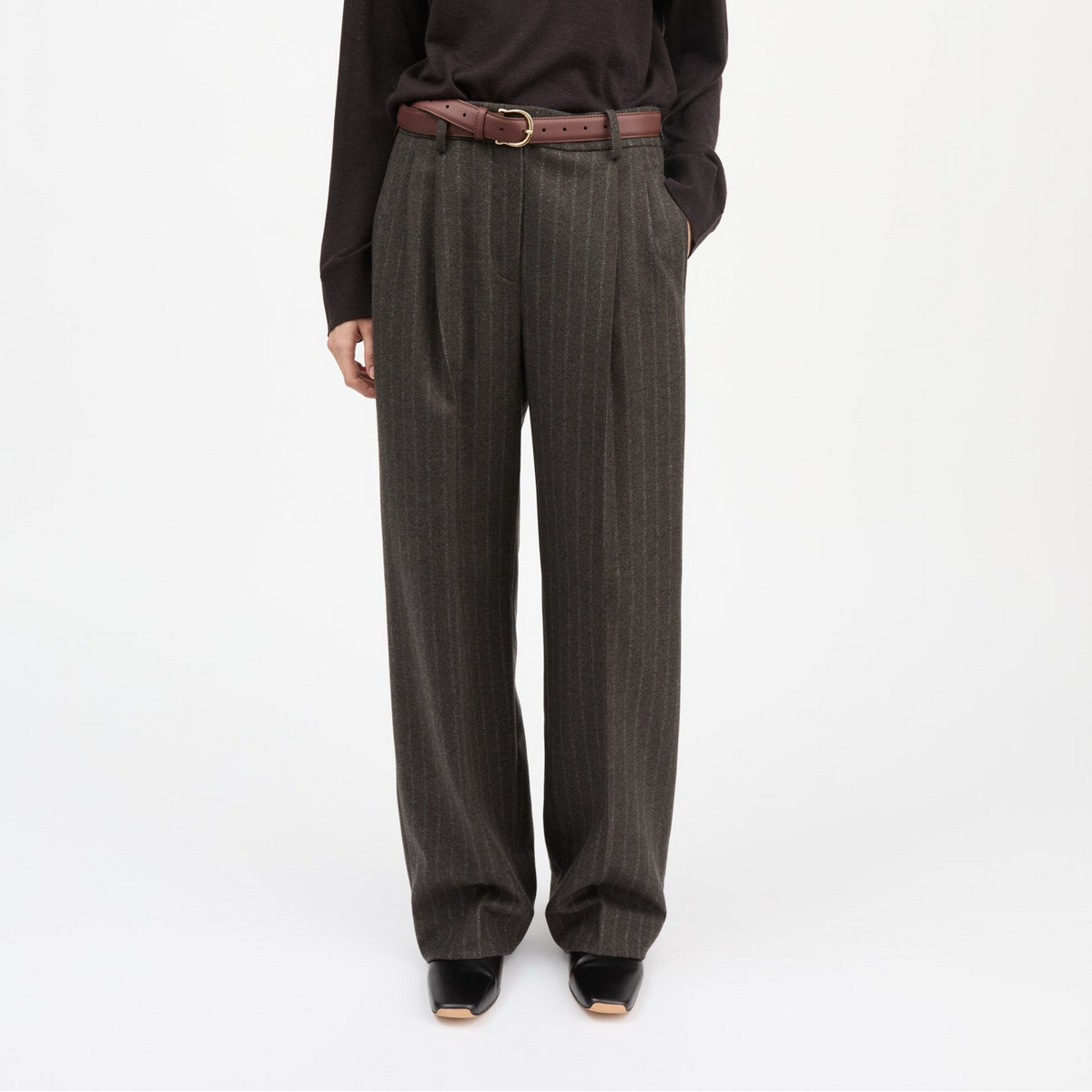 Skall Harry Trousers - Brown / Black Pinstripe