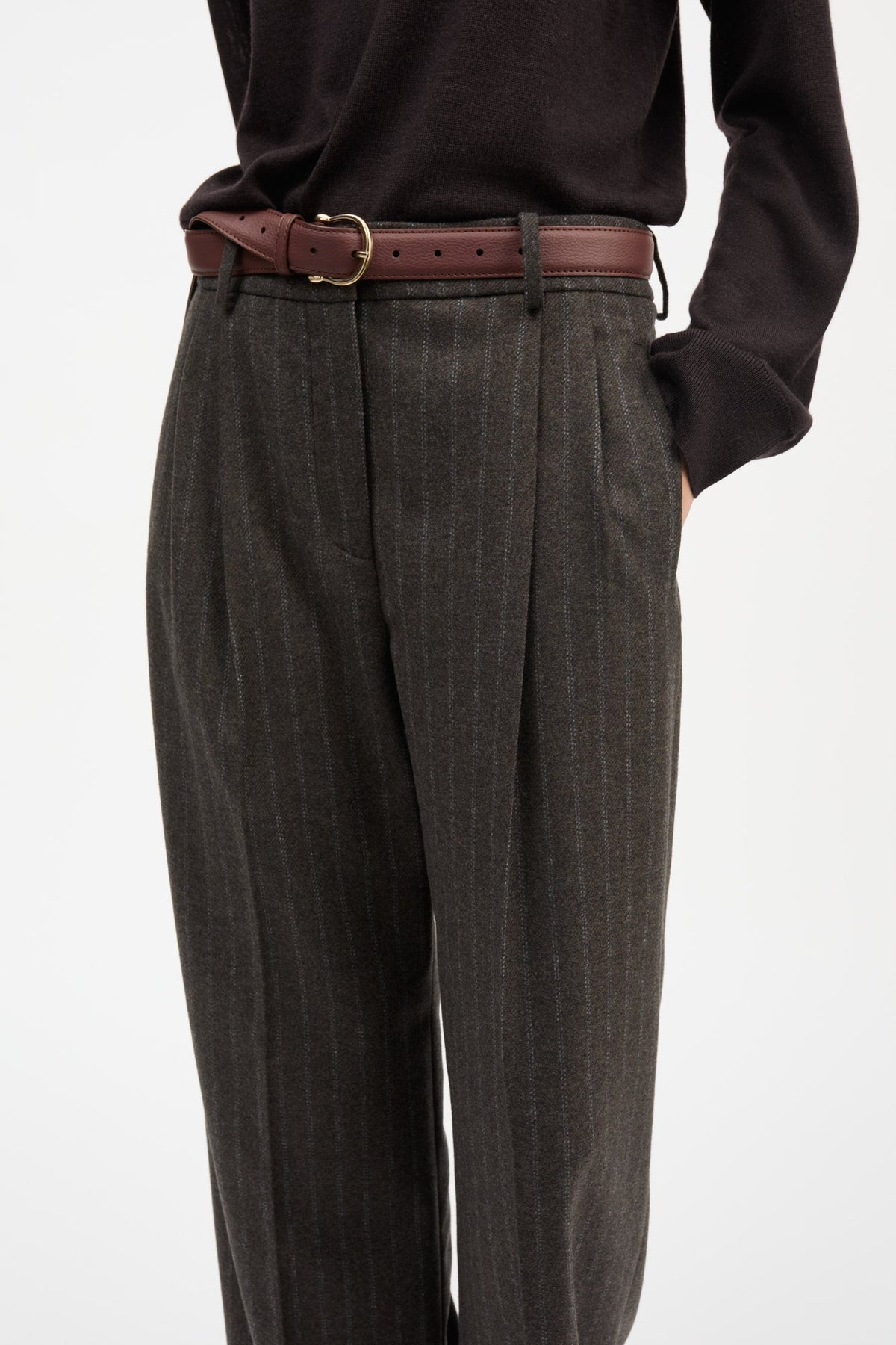 Skall Harry Trousers - Brown / Black Pinstripe