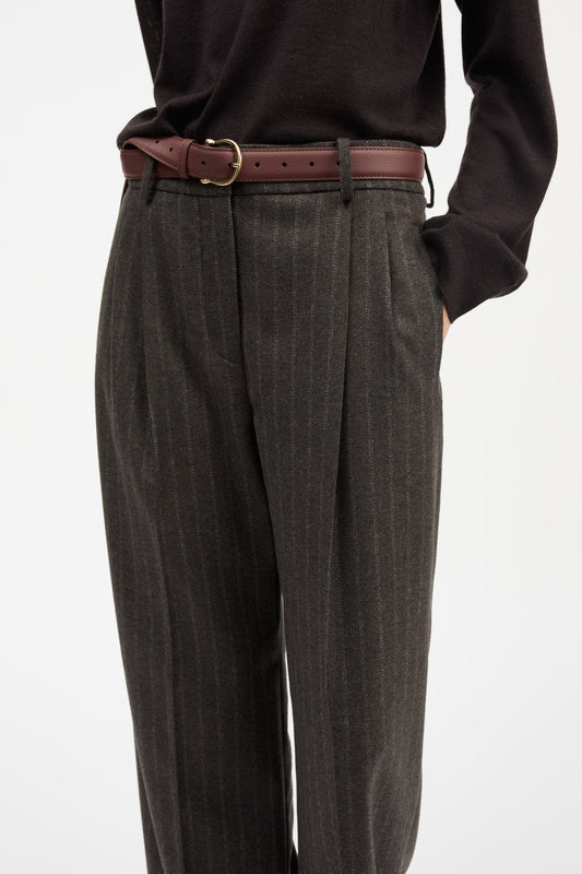 Harry Trousers - Brown / Black Pinstripe