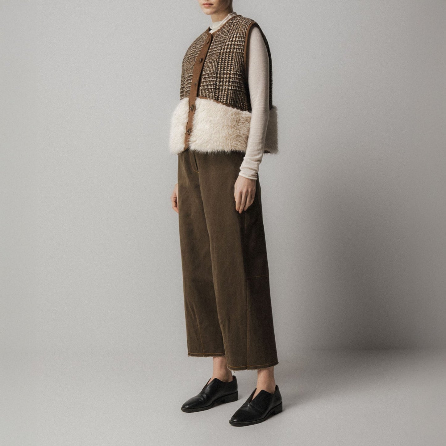 Shearling Wool Vest - Brown