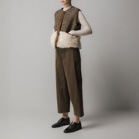 Shearling Wool Vest - Brown