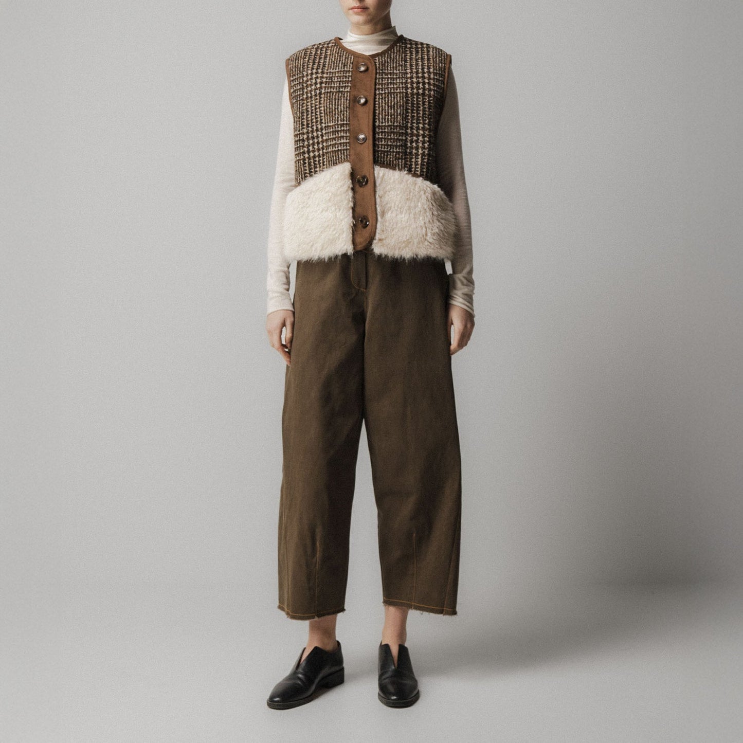 Shearling Wool Vest - Brown