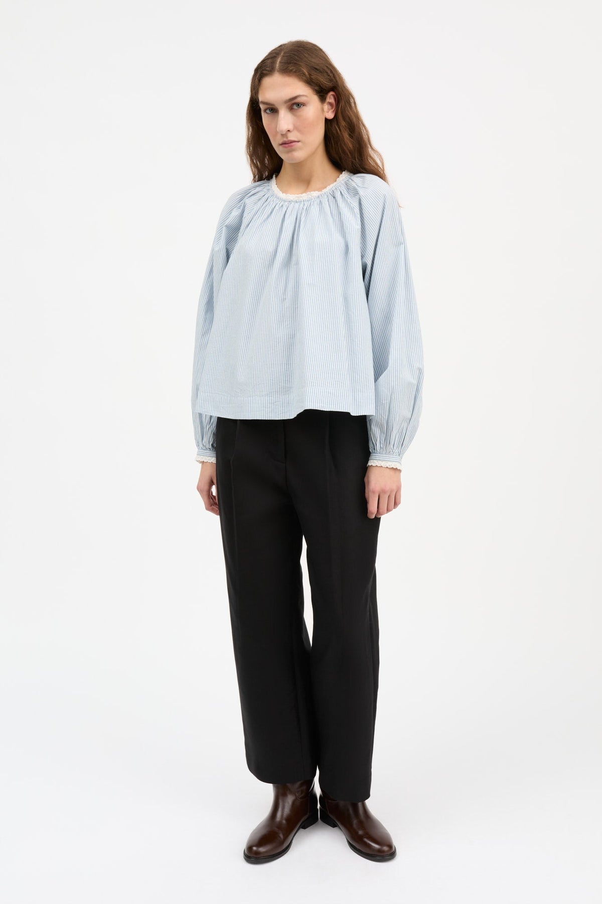 Skall Karlie Blouse - Light Blue / White Stripe