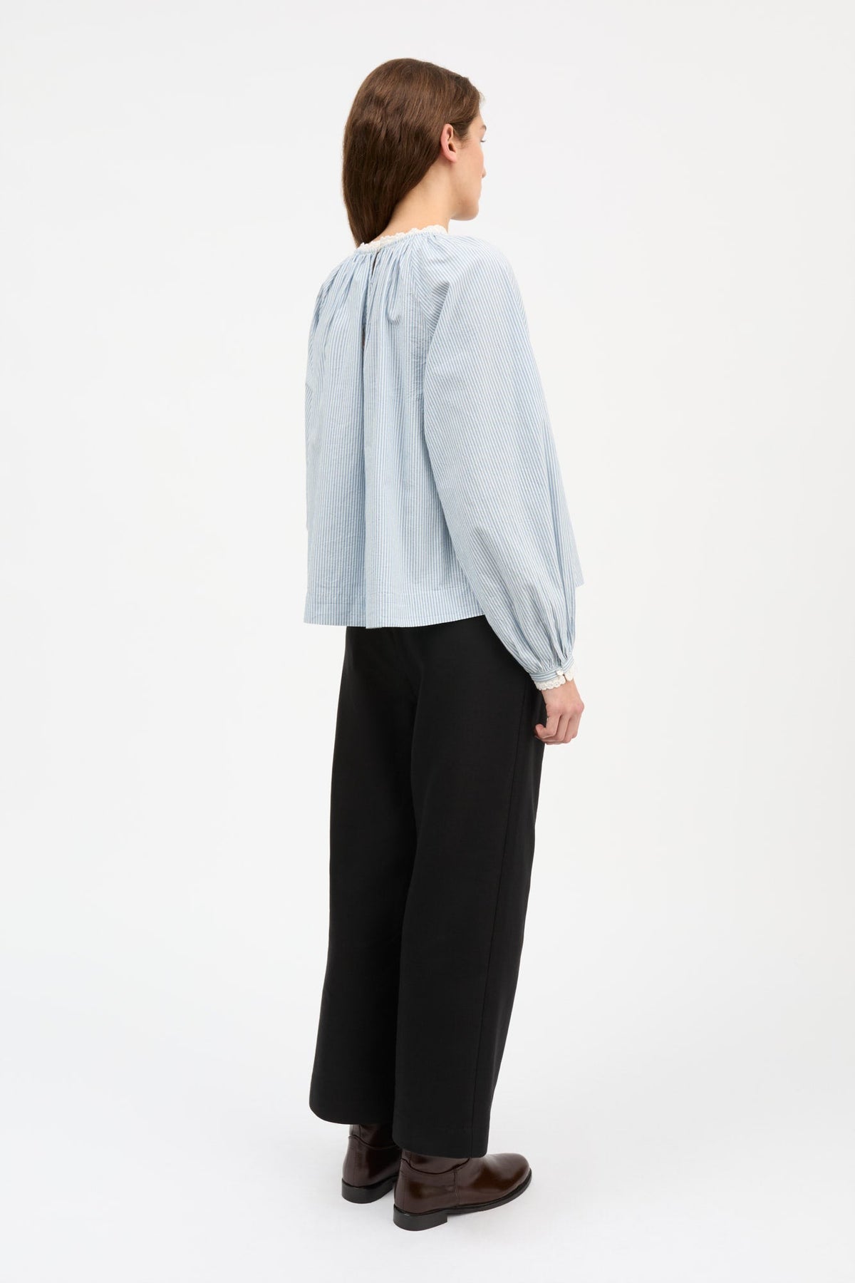 Karlie Blouse - Light Blue / White Stripe