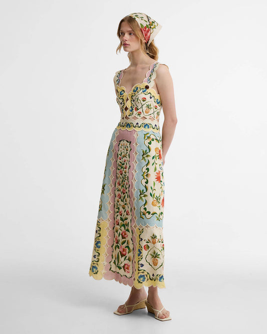 Petal Dress - Cream Spring Petal Flower Print