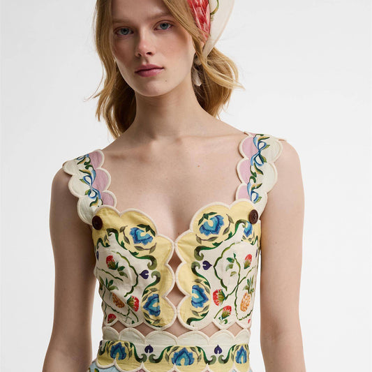 Petal Dress - Cream Spring Petal Flower Print