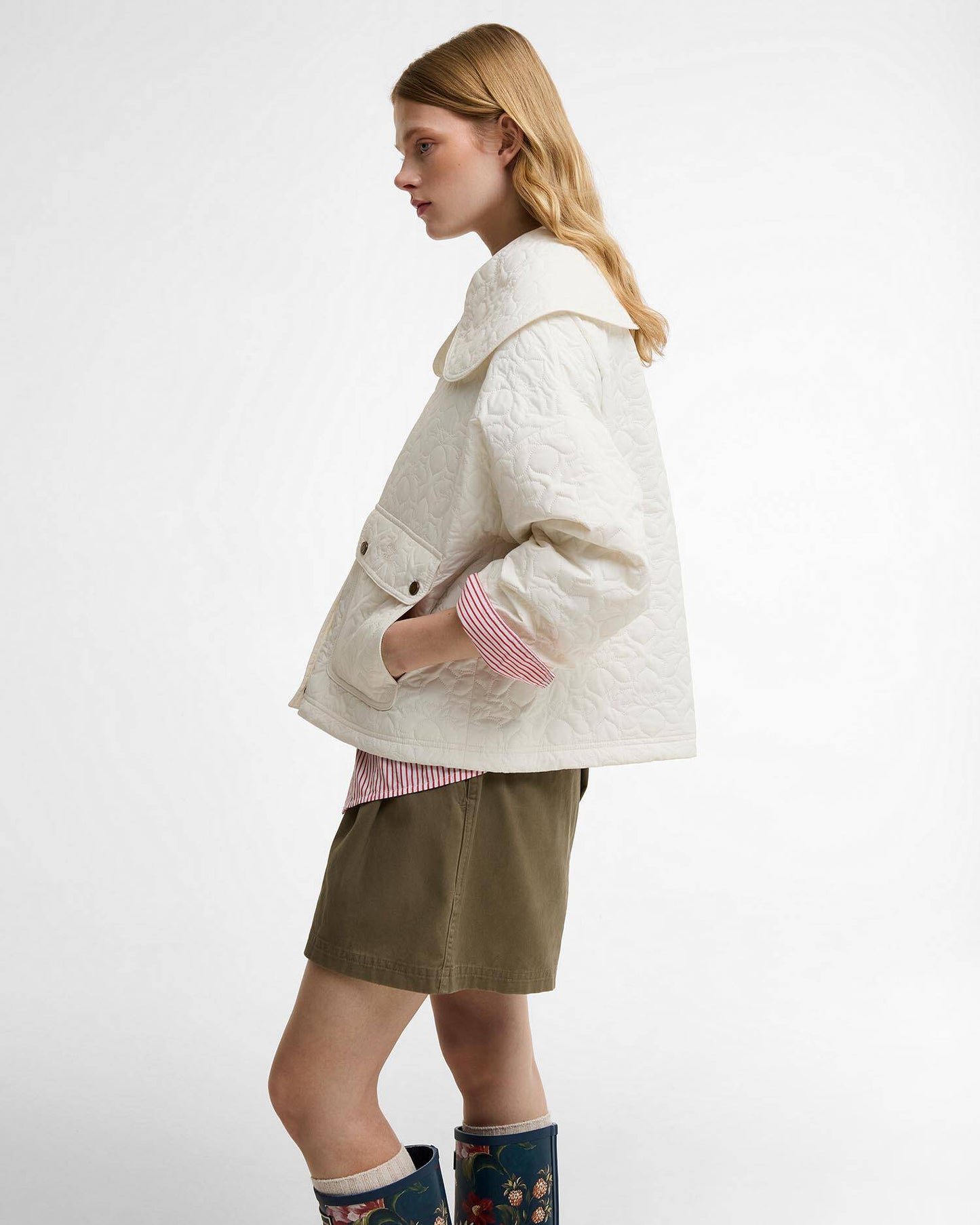 Lotus Quilted Jacket - White Rose