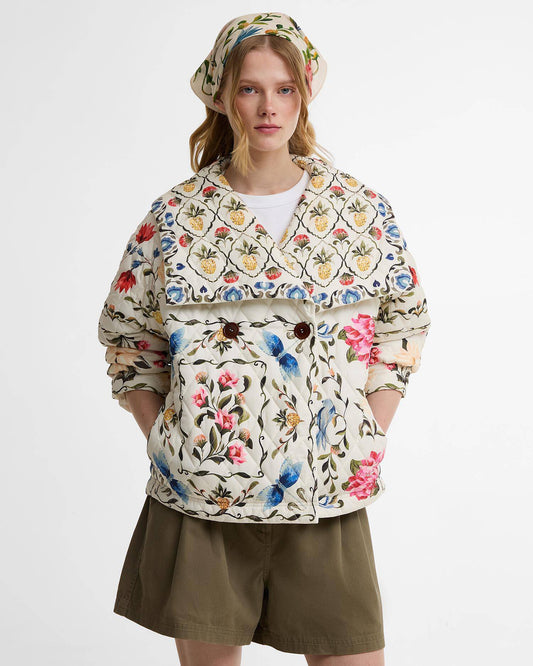 Azelia Quilted Jacket - Cream Spring Petal
