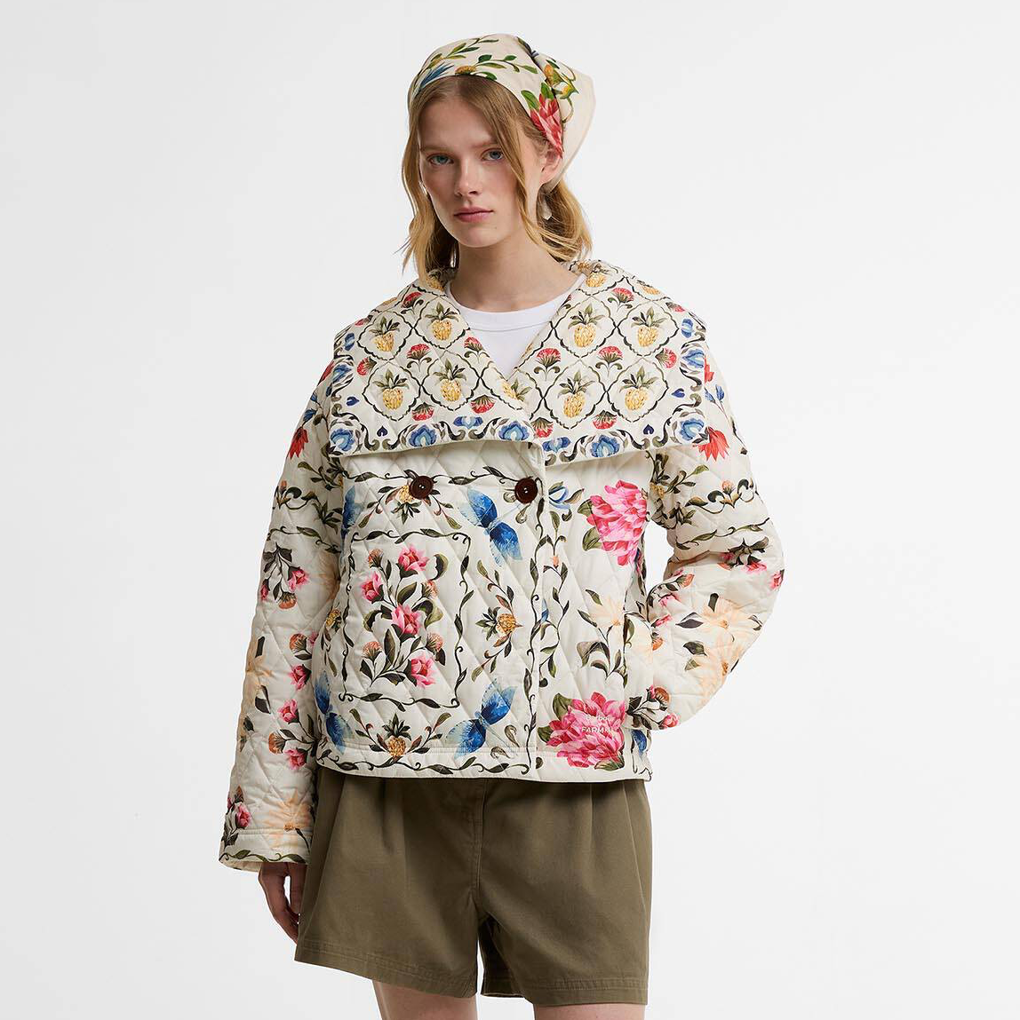 Azelia Quilted Jacket - Cream Spring Petal