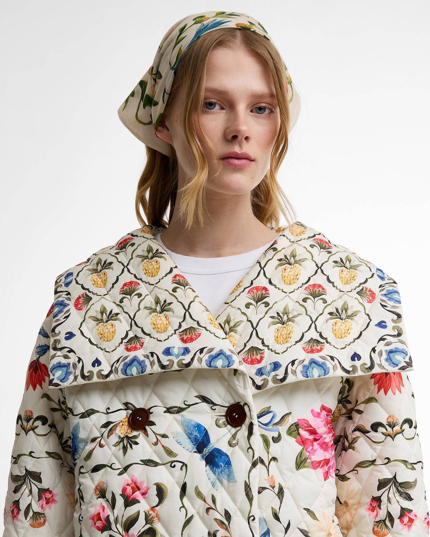 Azelia Quilted Jacket - Cream Spring Petal