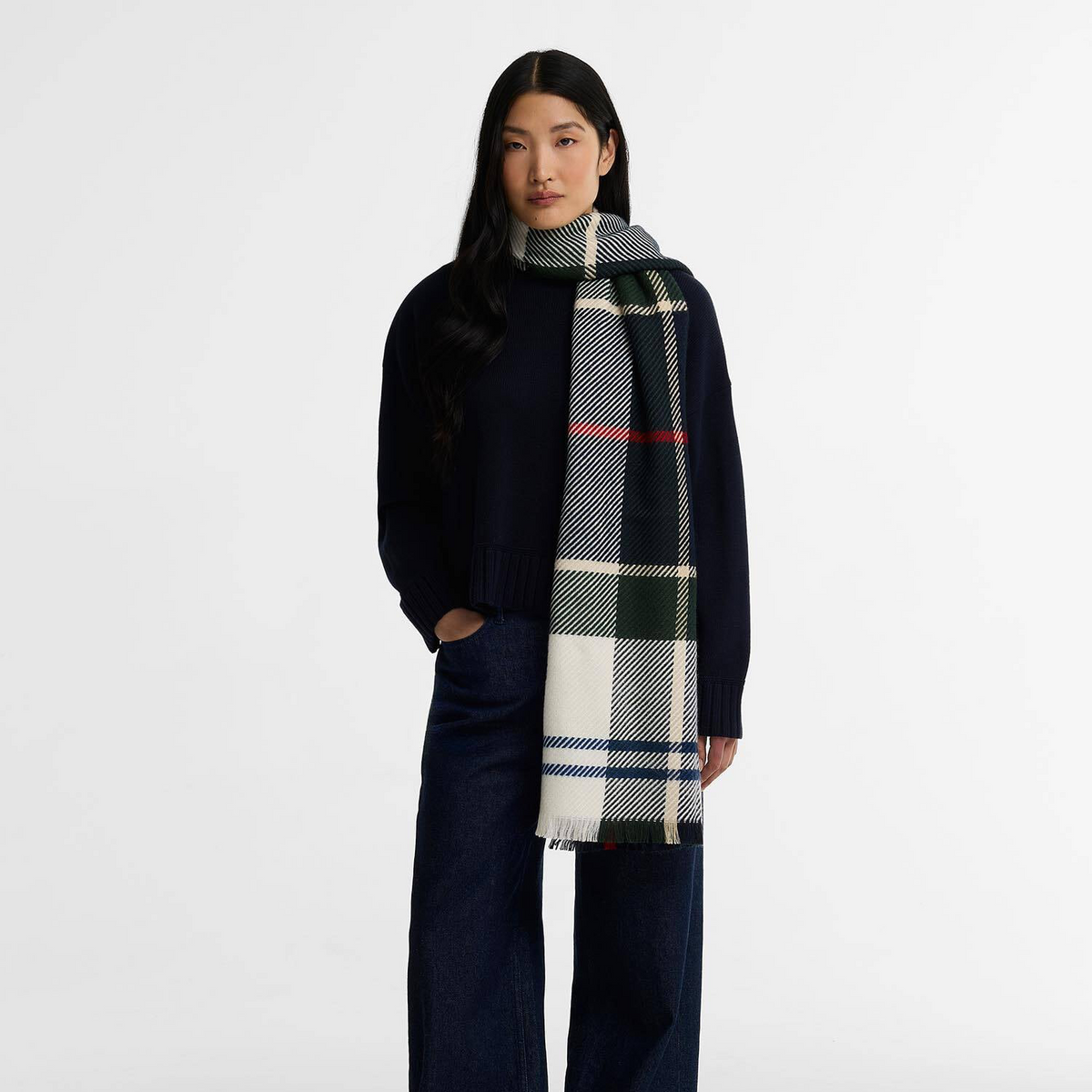 Barbour Blair Tartan Scarf - Light Evergreen Tartan