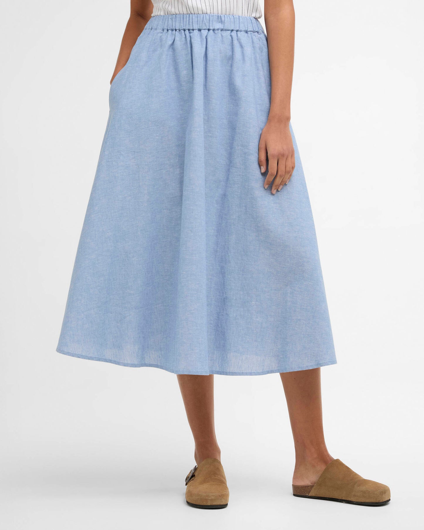 Sutton Midi Skirt - Light Chambray