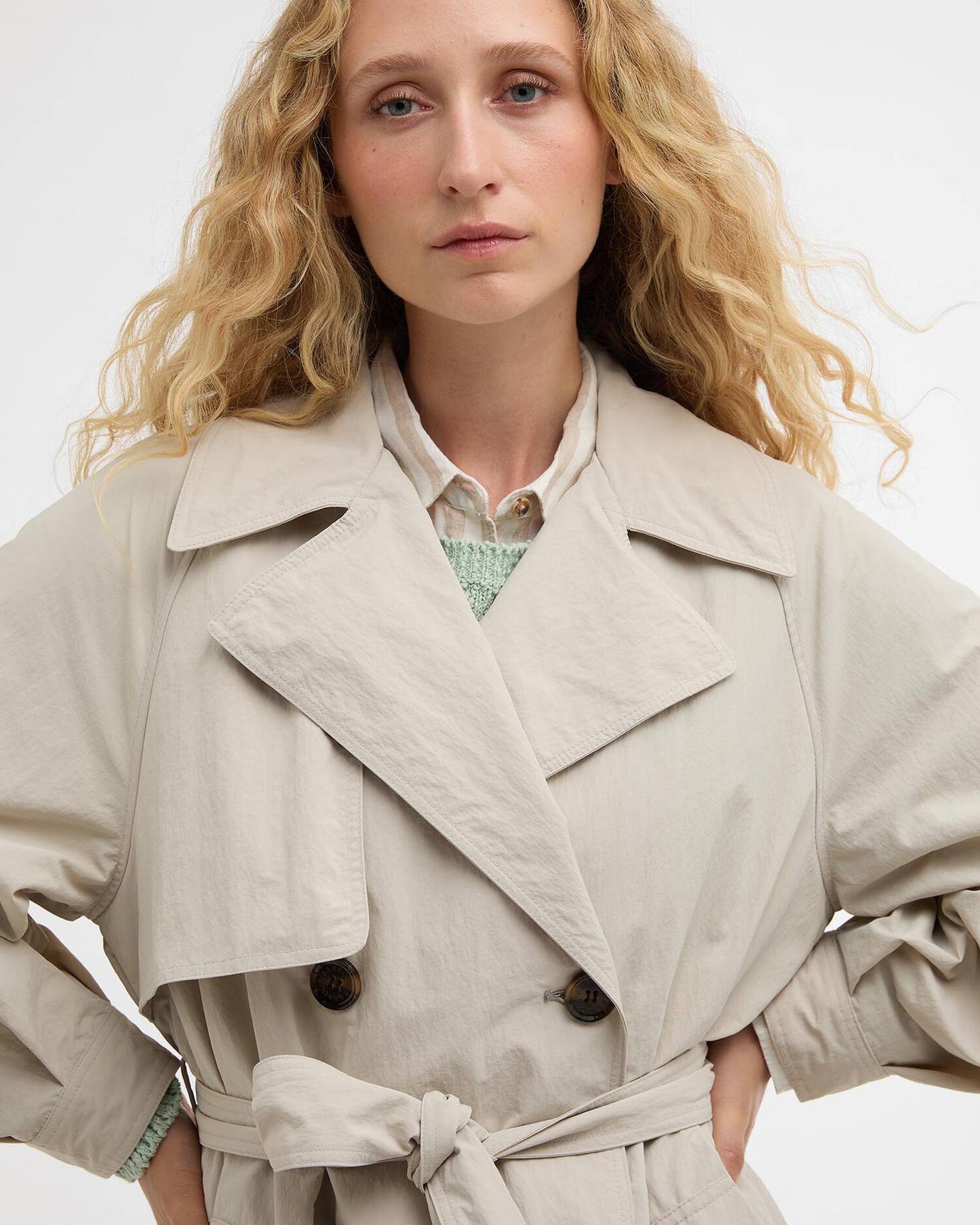 Layla Trench - Mist/Dress Navy Tartan