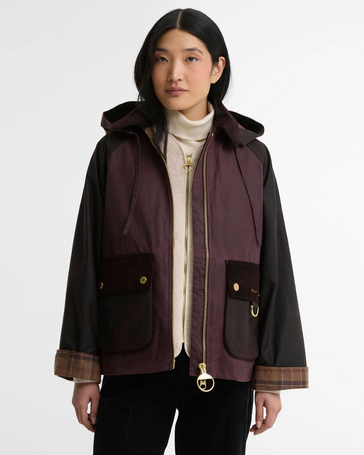 Barbour Carville Wax Jacket - Rustic/Bordeaux/Muted
