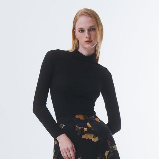 Second Skin Wool Blouse - Black