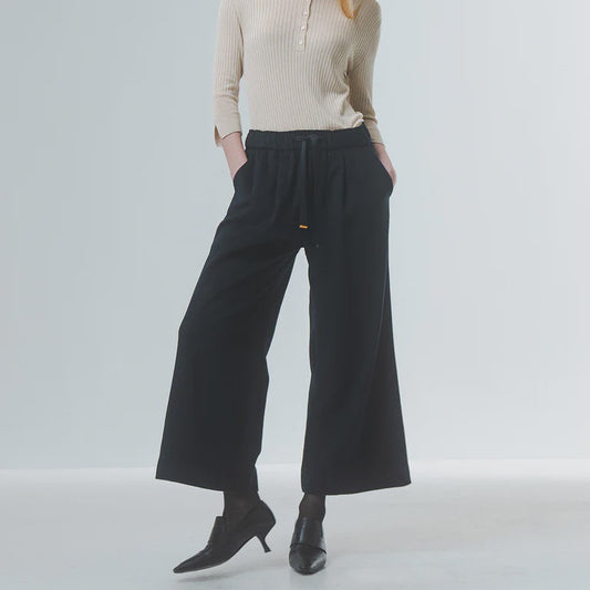 Drawstring Waist Trousers - Black