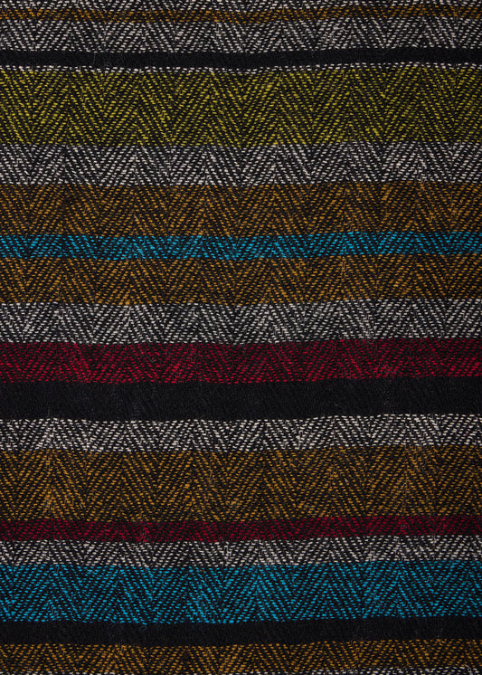'Signature Stripe' Lambswool Herringbone Scarf - Multicolour