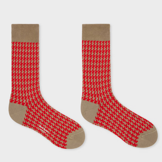 Houndstooth Socks - Red