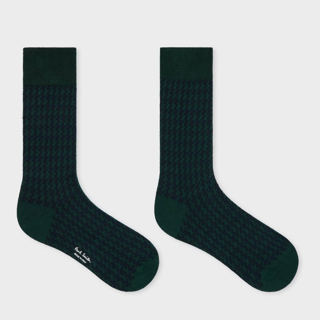 Paul Dark Green Lane Houndstooth Socks - Dark Green