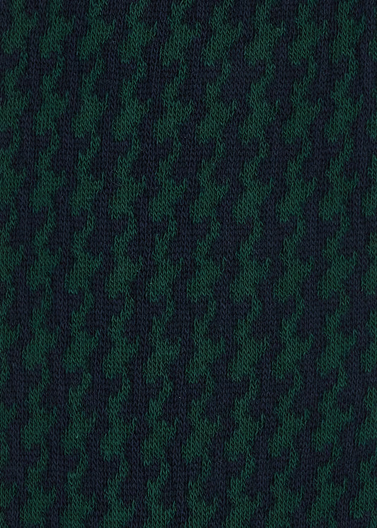 Dark Green Lane Houndstooth Socks - Dark Green