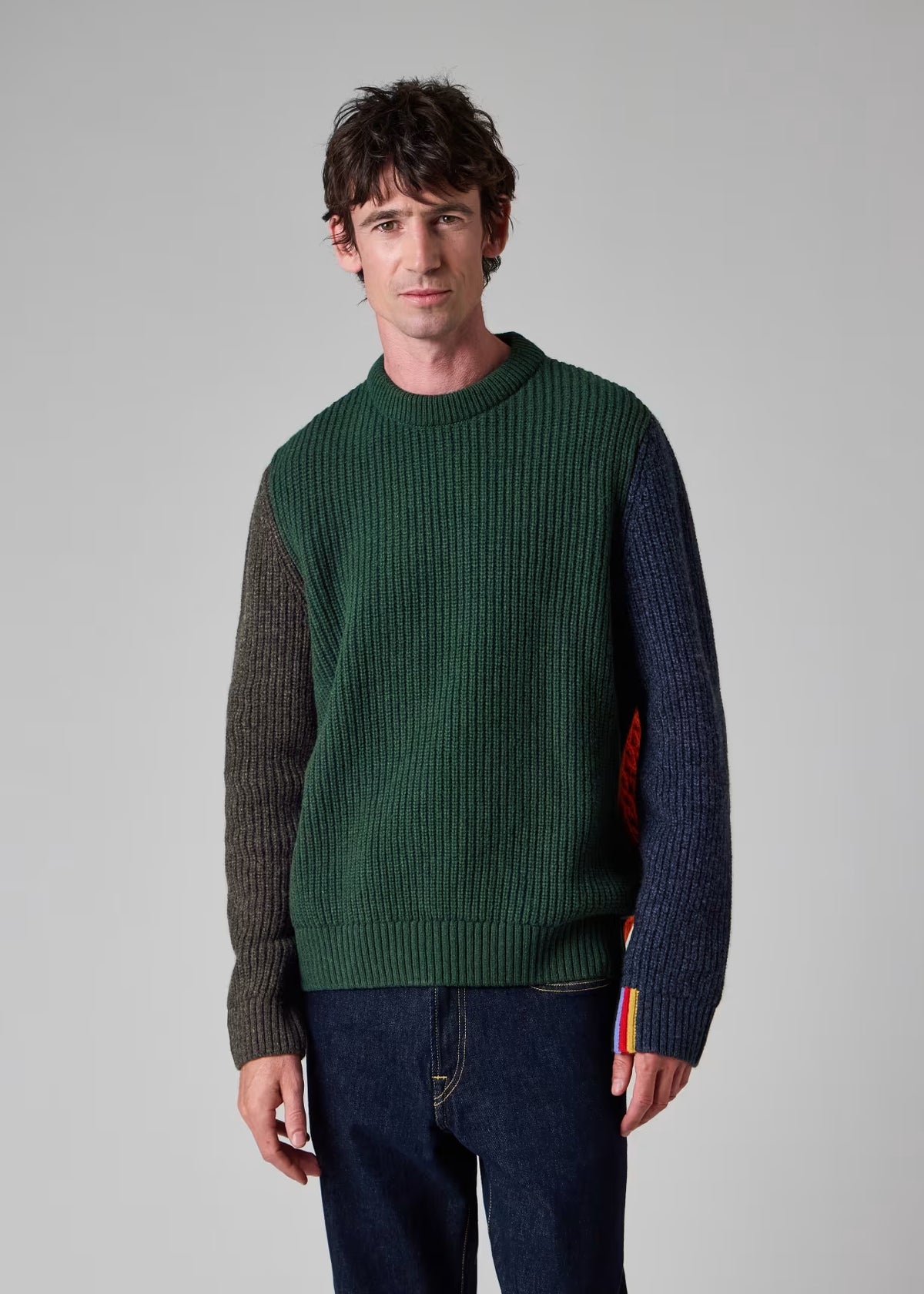 Colourblock Tyne Jumper - Bottle Green