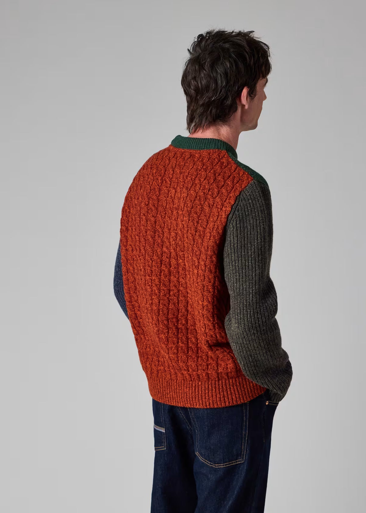 Paul Colourblock Tyne Jumper - Bottle Green