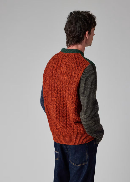 Colourblock Tyne Jumper - Bottle Green