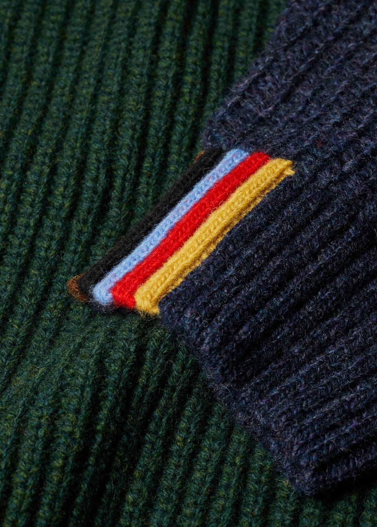 Paul Colourblock Tyne Jumper - Bottle Green