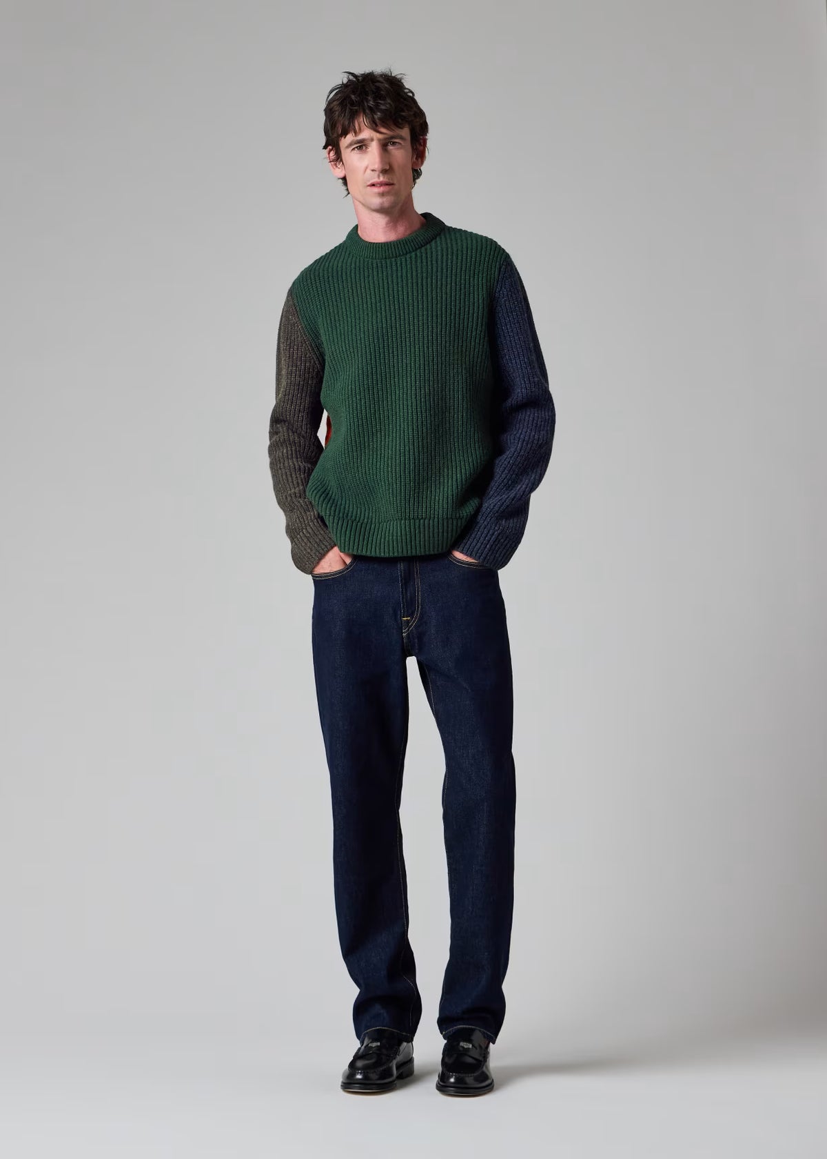 Colourblock Tyne Jumper - Bottle Green