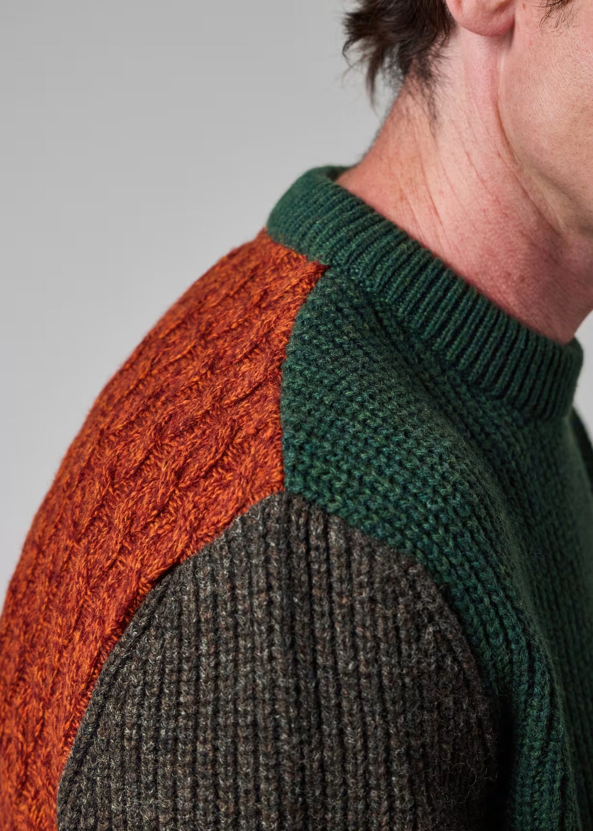 Colourblock Tyne Jumper - Bottle Green