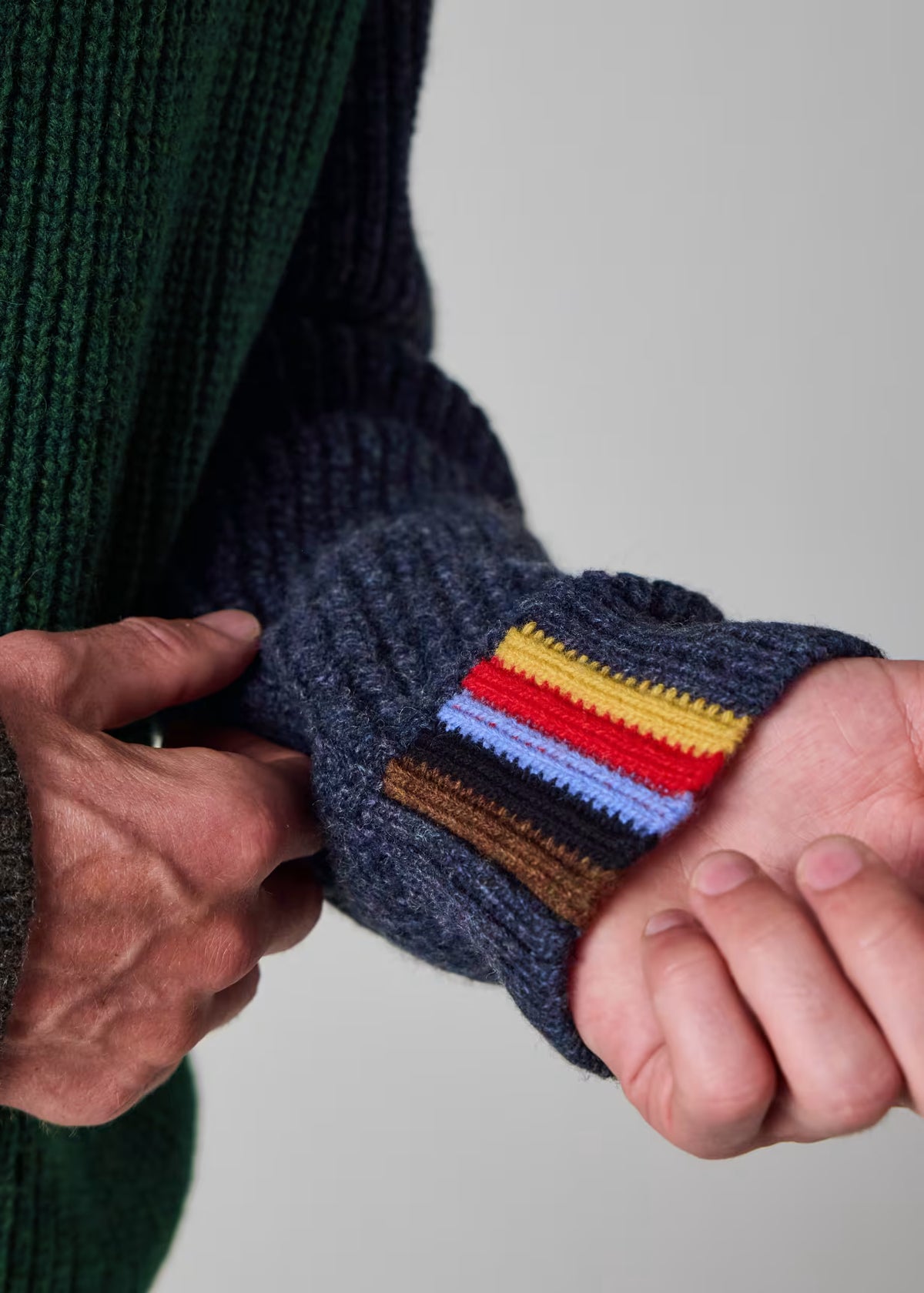 Colourblock Tyne Jumper - Bottle Green