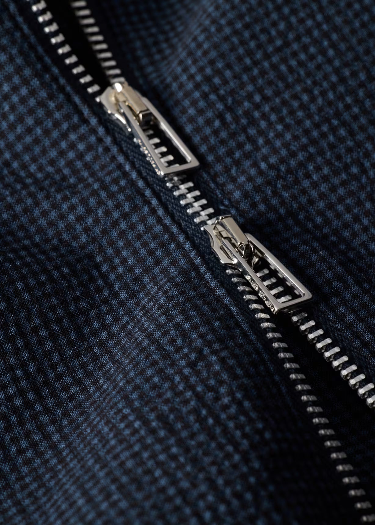 Seersucker Check Zip Shirt Jacket - Blue