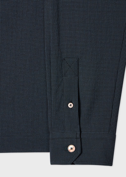 Seersucker Check Zip Shirt Jacket - Blue