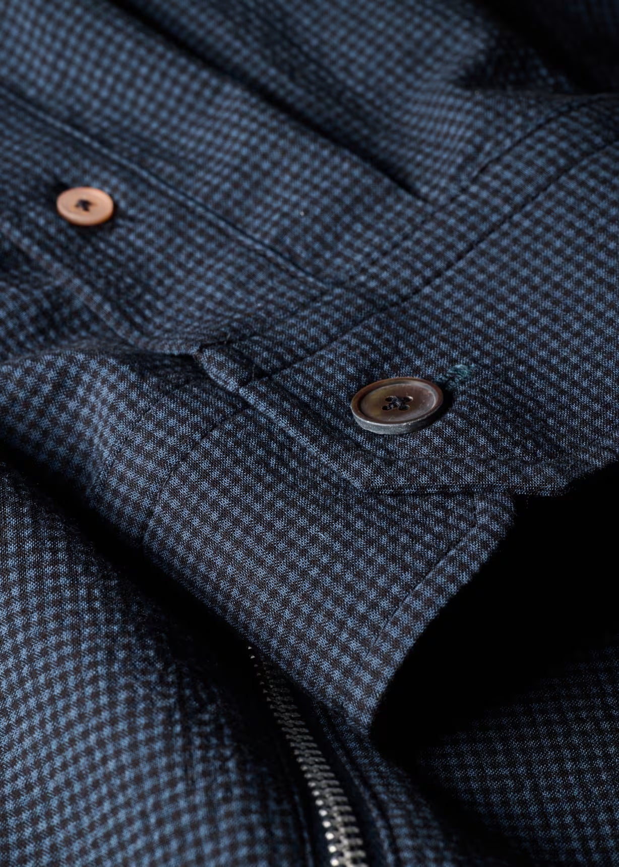 Paul Seersucker Check Zip Shirt Jacket - Blue