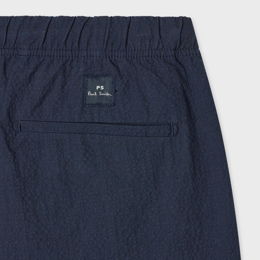 Stretch-Cotton Seersucker Shorts - Navy