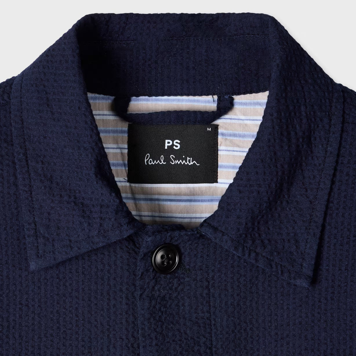 Paul Cotton Seersucker Work Jacket - Navy