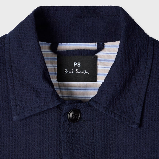 Cotton Seersucker Work Jacket - Navy